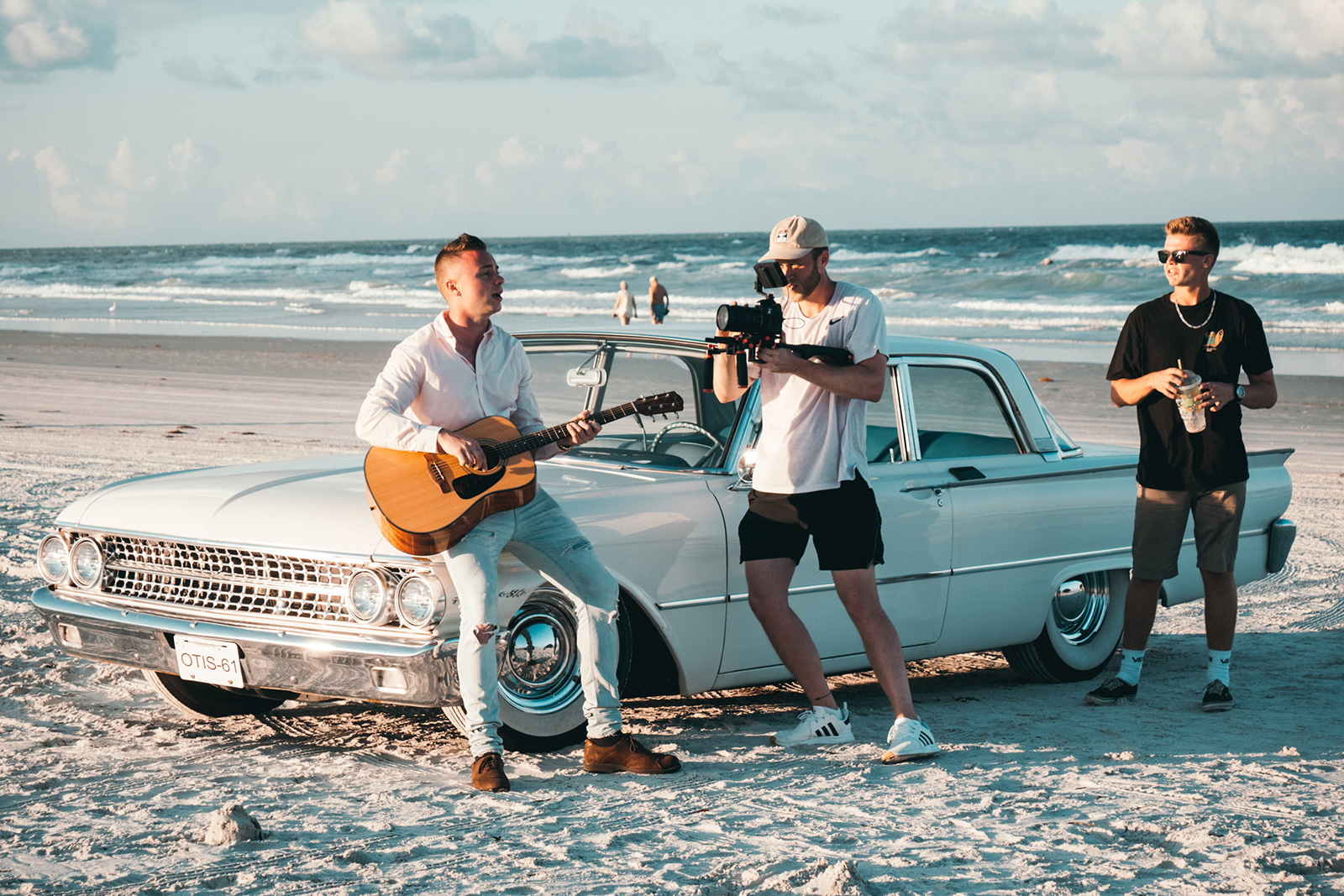 music video shoot on beach